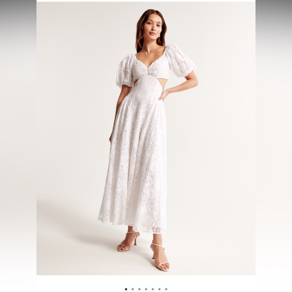 Abercrombie & Fitch Dresses & Skirts - Abercrombie Lace Drama Puff Sleeve Cutout Maxi Dress L Petite